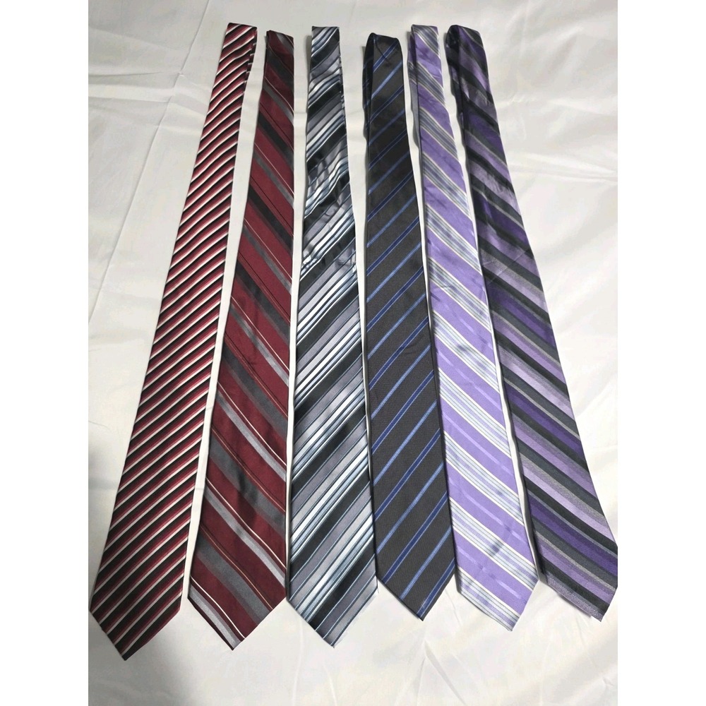 Lot of 6 Men's Designer Random Variety Multicolor Stripped Ties
